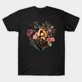 Anatomical Heart And Flowers For Your Love T-Shirt